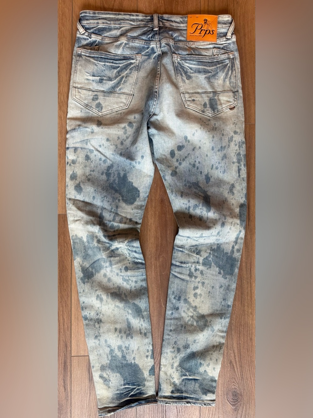 Prps Windsor Tapered Skinny Stretch Acid Wash Paint Denim Jeans Size 34x34 - Picture 9 of 11